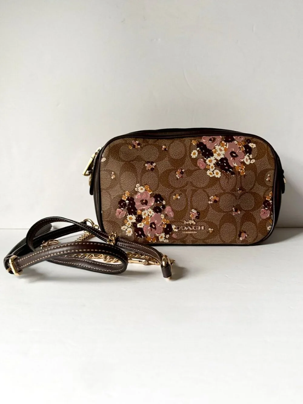 Coach Isla Chain Crossbody Bag Floral Print Signature Coated Canvas F31433
